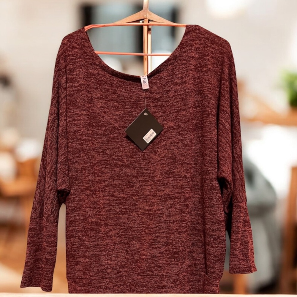 Haute Fox Purple Marled‎ Knit Dolman Sleeve Top 2X NWT Soft Stretchy
